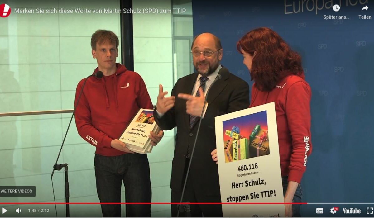 Screenshot Youtube: Stoppen Sie TTIP Martin Schulz!