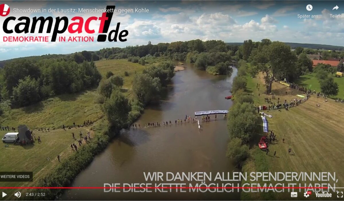 Screenshot Youtube - Campact: Showdown in der Lausitz! Menschenkette gegen Kohle.