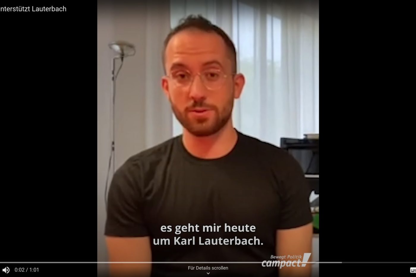 Screenshot aus dem Video "Igor Levit unterstützt Lauterbach". Igor Levit spricht in die Kamera
