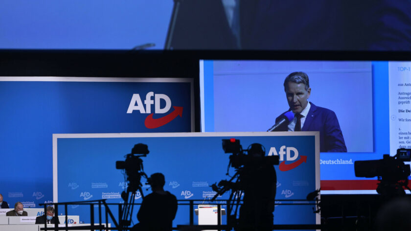 Björn Höcke (AfD) beim 12. Bundesparteitag der AFD, vom 10.-11.04.2021 in der Messe Dresden.