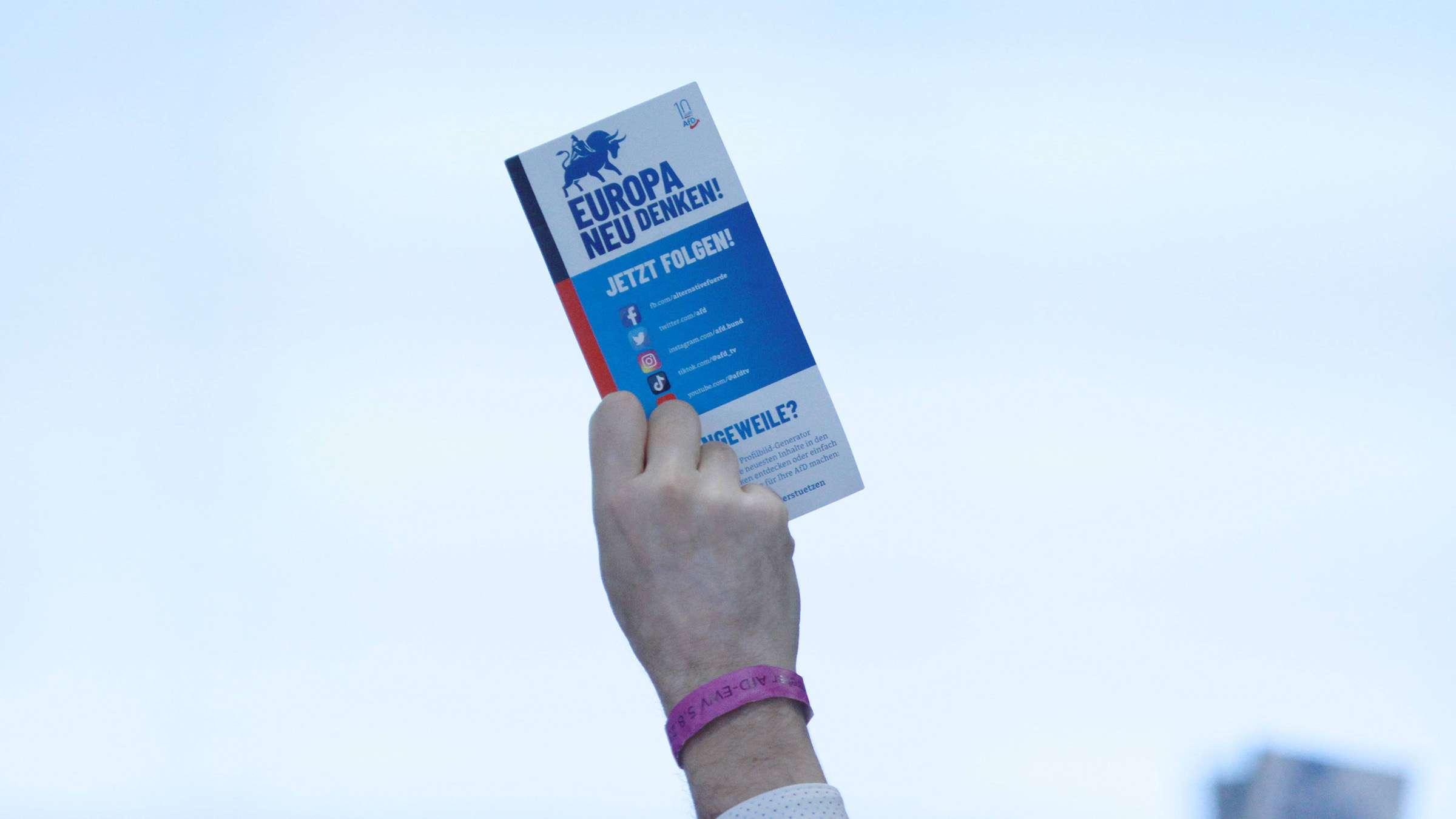 AfD-Europawahlversammlung, ein Delegierter hebt seine Stimmkarte