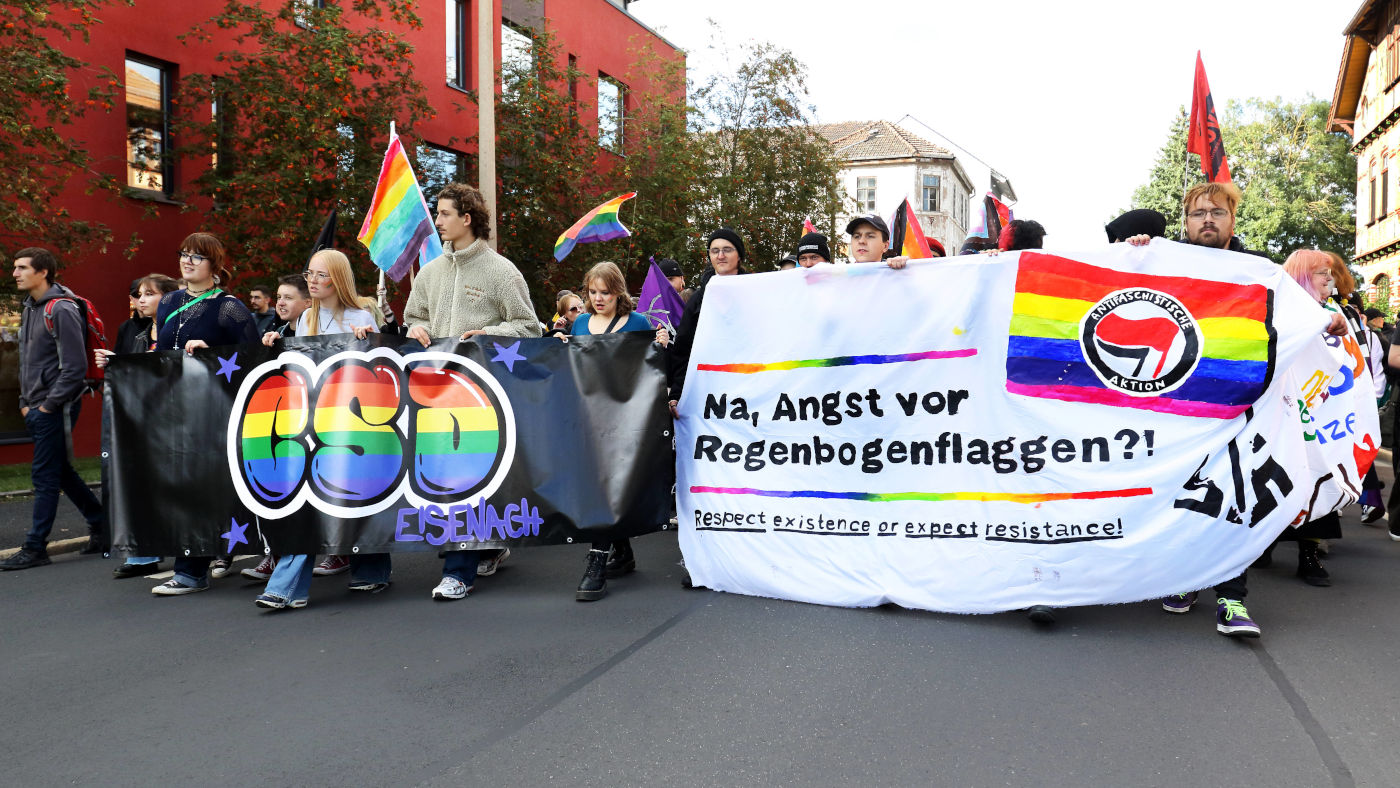 Teilnehmende beim CSD in Eisenach am 14. September 2024.