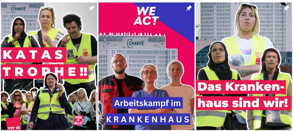 Screenshot aus einem Video der Beschäftigten an der Berliner Charité, die für gerechtere Löhne gekämpft haben
